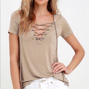 SOLD!!!!  Lulus lace-up tshirt